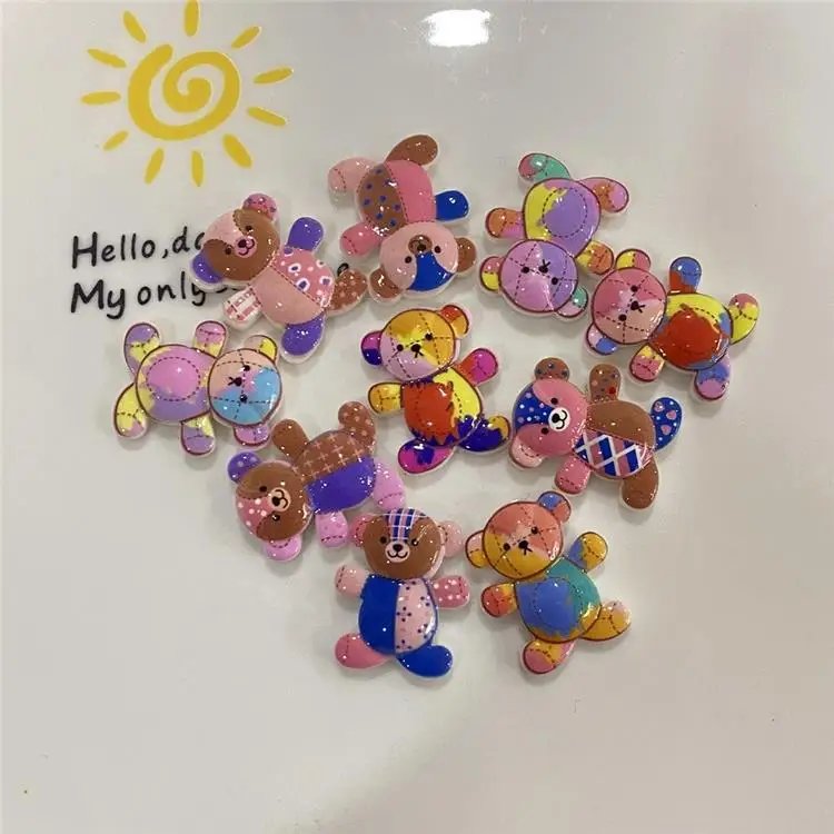 

Romantic Rain Christmas Nail Art Decorations 21*24mm Kawaii Colorful Little 3d Rainbow Bear Nail Charms, 5 color