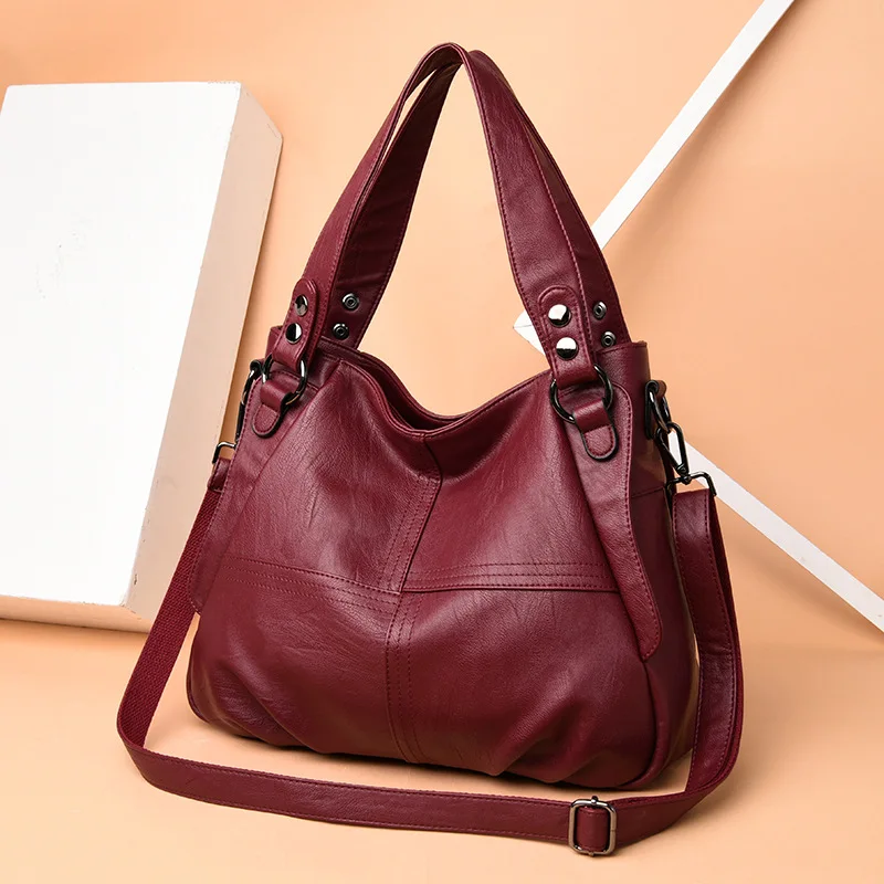 

Zipper Genuine Leather New Fashion Trendy Large Capacity Lady Bag, 5 colors