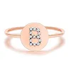 Stackable Size 5-8 Adjustable 14K Yellow Gold Plated CZ Simulated Diamond Alphabet Disc Initial Ring