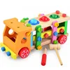Kids motor skill developing game toy wooden knocking game truck toy