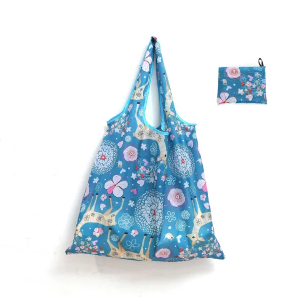 

Wholesale Fashion Eco-friendly Pouch Foldable Reusable Folding Polyester Shopping Bag, Customized color