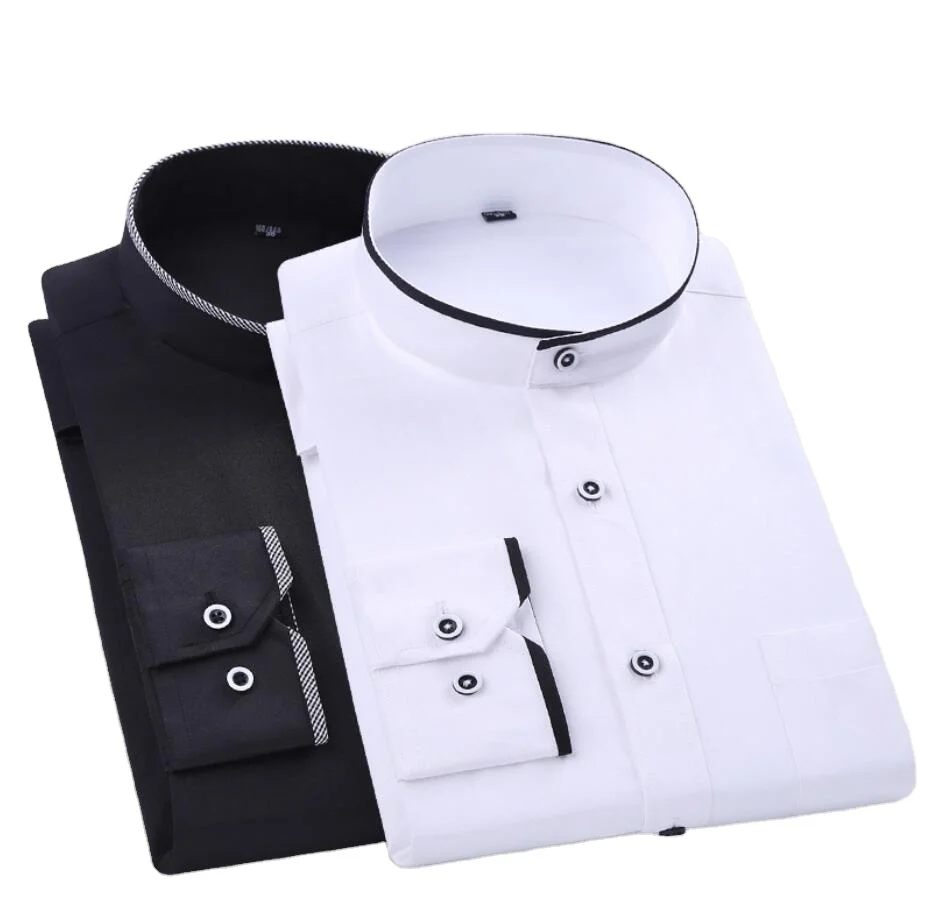 

Mandarin collar long sleeve slim fit business dress shirts for men, Any color as you request
