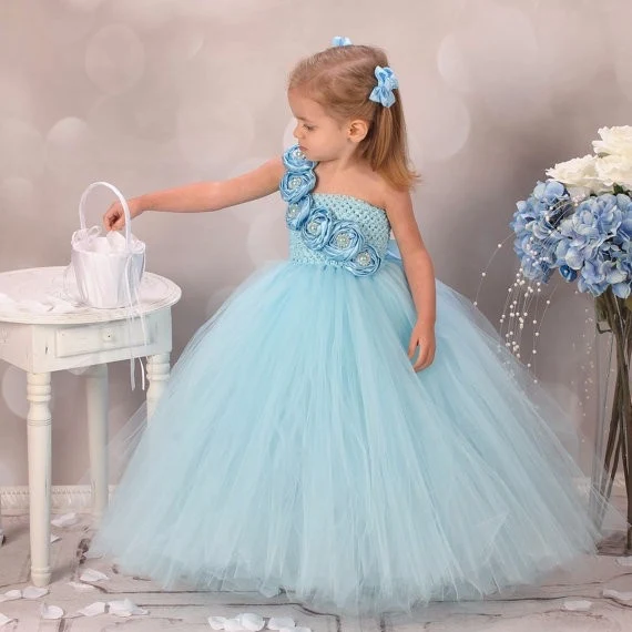 

Drop Shipping Children Clothes Elegant Princess Party Gown Flower Girls Tulle Wedding Tutu Dress