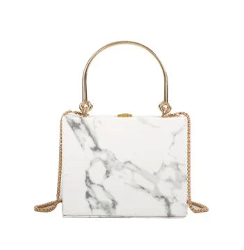 

Women Marble Print Fashion Evening Clutches Luxury Metal Handle Designer Shoulder Messenger Crossbody Bags For Women Bolso Mujer