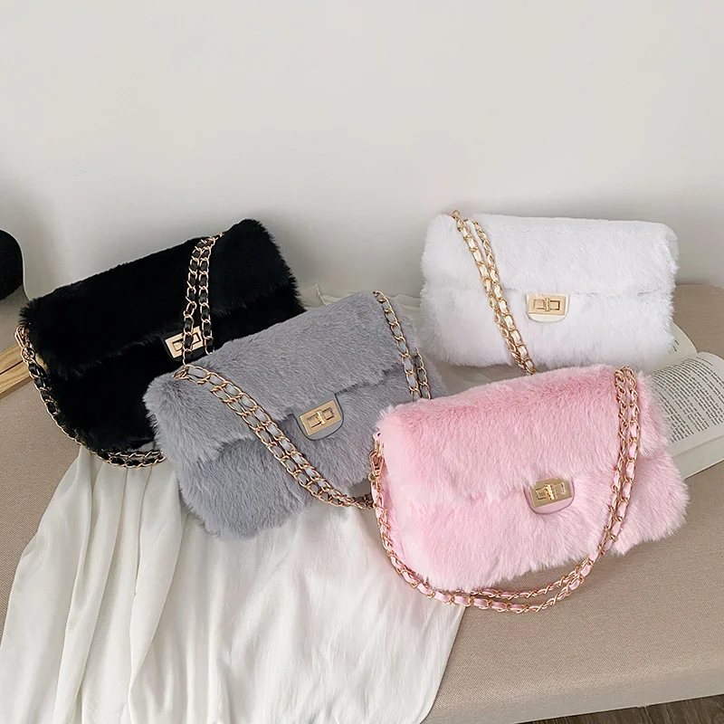 

New ladies purses faux fur bags plush designer handbags lady fashion handbag wholesale purses and handbags women hand bags