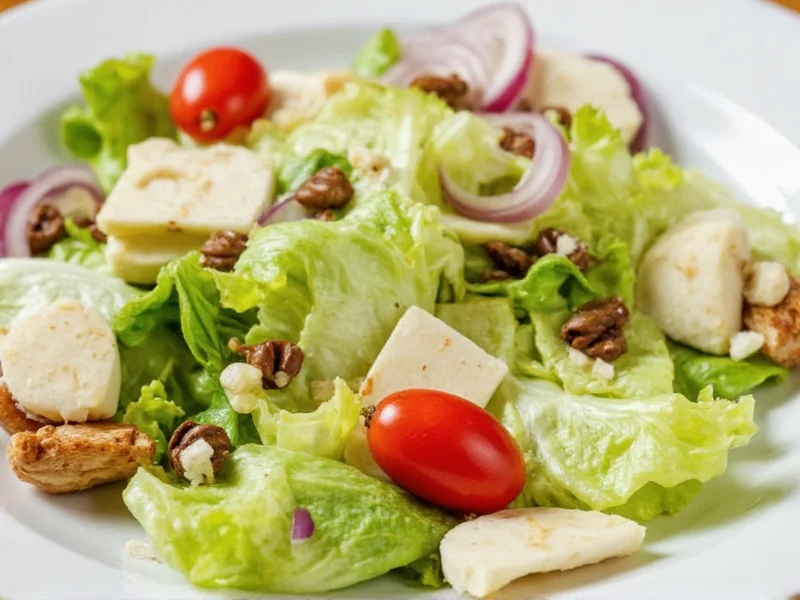 Finished homemade Caesar salad presentation