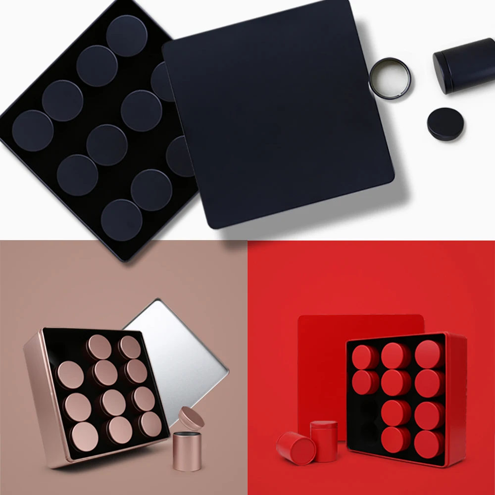 
tea tin metal tinplate gift tin box with 12 tin canisters 