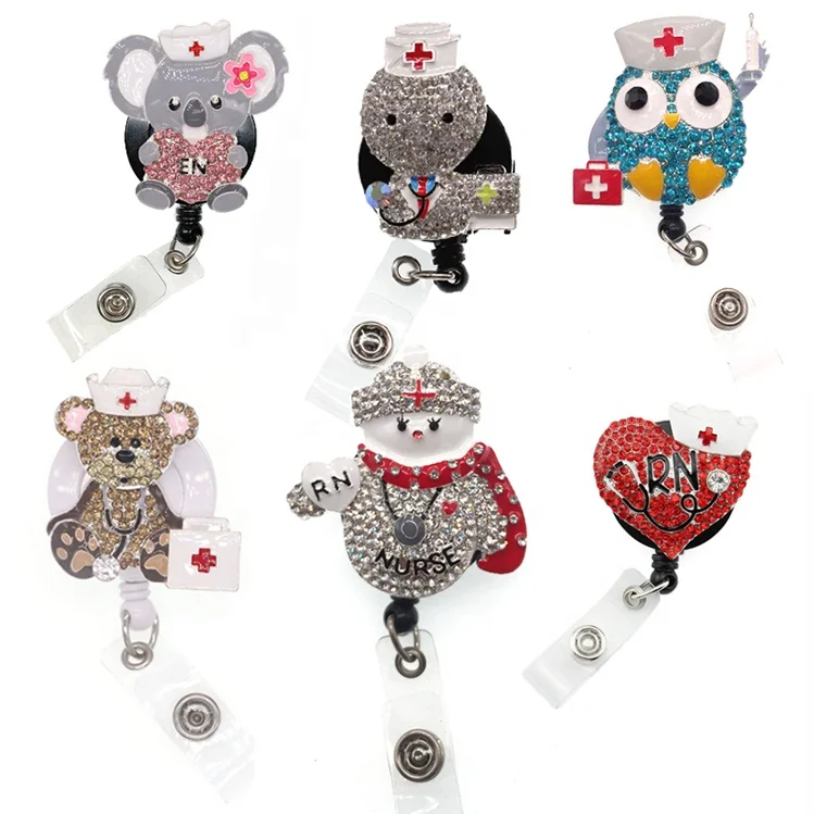 Animal RN Nurse ID Card badge Holder Retractable Doctor Medical For Gifts Badge Pull Reel