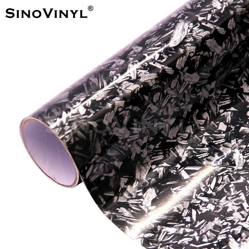 

SINOVINYL Air Bubble Free Self Adhesive Film Auto Body Car Wrapping Rolls Black Custom Vinyl Carbon 7D Forged Carbon Fiber Vinyl