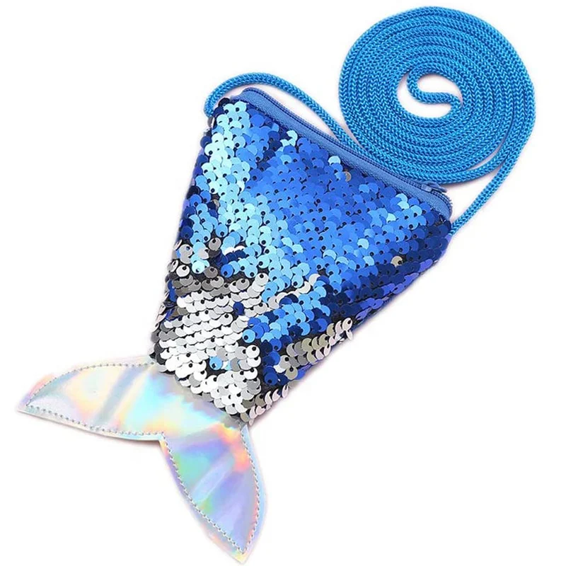 

Europe fashion hot-selling mermaid sequin shiny girls ladies pouch string kids coin purse with colorful option, Pink ,blue,yellow ,green ,purple