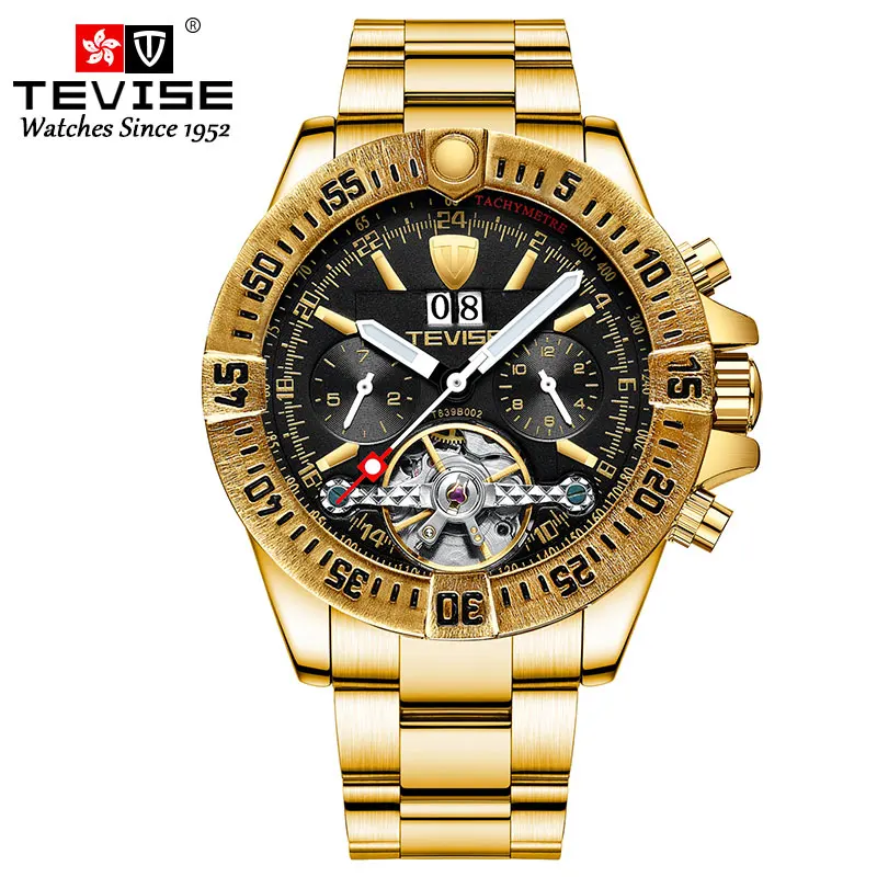 

Luxury tourbillon watches custom logo automatic brass strap fashion business men wristwatch premium watch