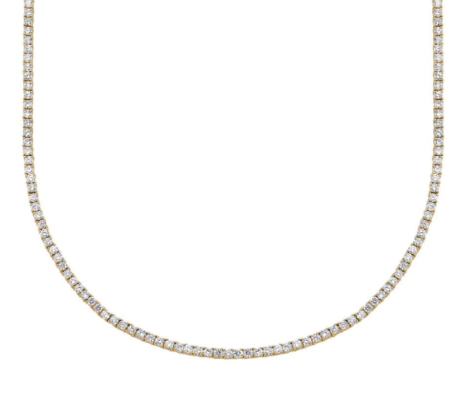 

LOZRUNVE Dubai 925 Sterling Silver Gold Clear CZ Zirconia Tennis Chain Necklace