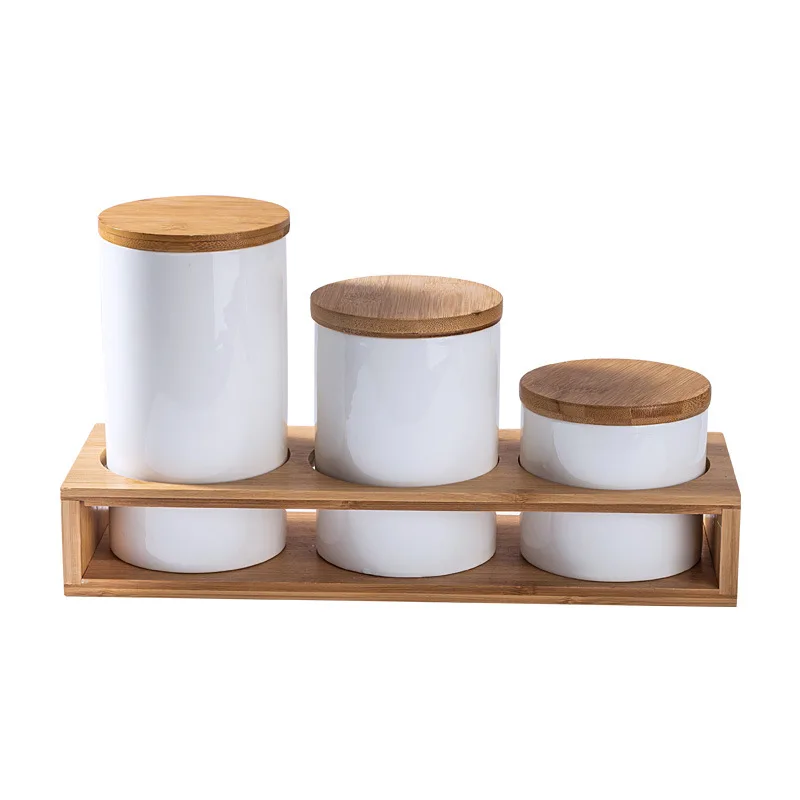 

Amazon hot sales dry good, snack, coffee beans storage containers with bamboo lid.