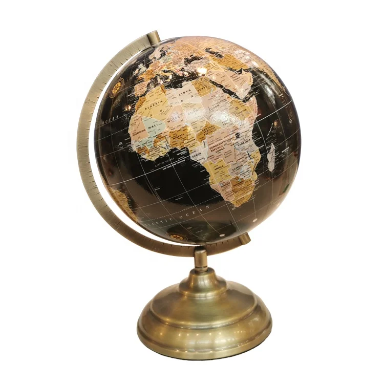 

Popular Decorative Black Paper World Globe With Metal Base
