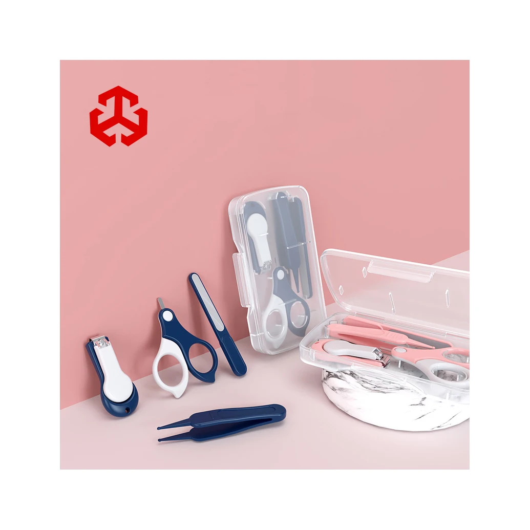 

wholesale Manufacturer Baby nail Scissors Kid safety nail knife 4-pieces With Transparent Box Baby Nail Clippers Set