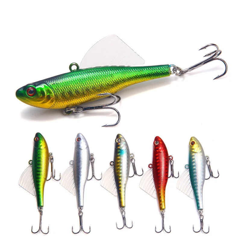 

6.5cm/17.2g Sinking Sartificial Vibration Bait Fishing Lure Hard Vib Lure With Wing, 5 colors