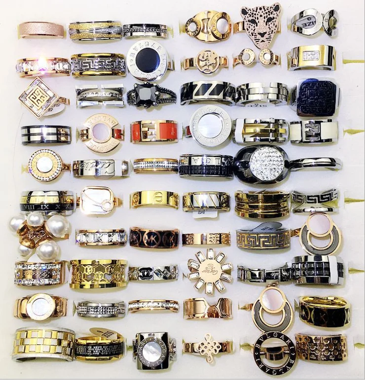 

Wholesale beautiful finger ring design men and women new ladies stainless steel Unisex Do not fade rings jewelry, Silver/gold/rose gold