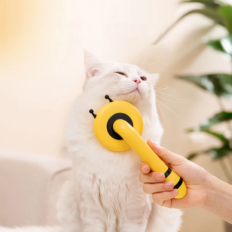 

Factory Wholesale Little Bee Pet Dog Hairs Brush Cat Comb With One-click Self Clean Button Pet Grooming Tools, As picture