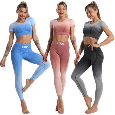

2021 Yoga Outfits Ribbed Workout Sets for Women Seamless Yoga Sports Tracksuits Bra and Leggings Set 2 Piece, Any pattern