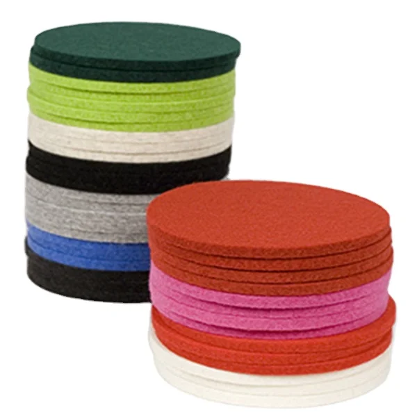 

10 Pieces Round Felt Grey Red Glasses Cup Coasters Drinks Coasters Decoration, Customized
