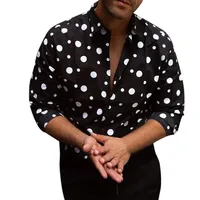 

Free Shipping Hawaiian Polka Dot Printed Long Sleeve Casual Men Shirts