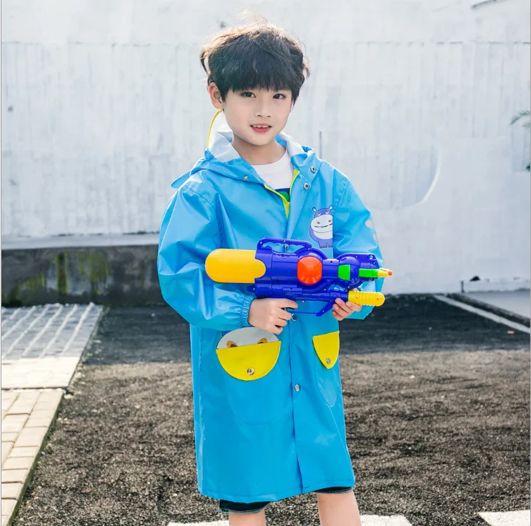 

Kid Cartoon Printed Waterproof Raincoat, Yellow/pink/blue