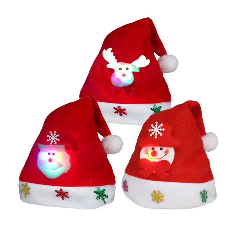 

Christmas LED Hat New Year Cute Kids Adults Hat Navidad Children Girl Hat New Year Costume Santa Claus Xmas Winter Gift Decor