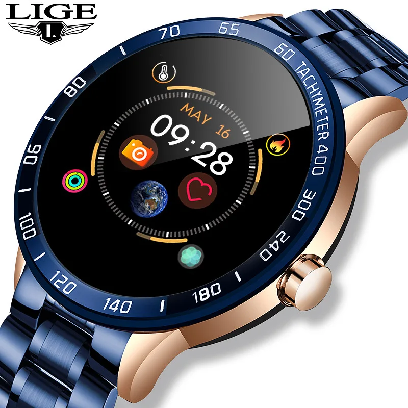 

LIGE BW0122 Mens Watch Heart Rate Blood Pressure Monitor Sport Multifunction Mode Fitness Tracker Waterproof Smart Watch Reloj