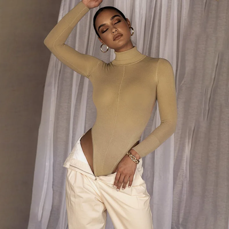 

Simple Fall Turtleneck Shapewear Long Sleeve Bodysuits For Women Sexy, 1colors in stock