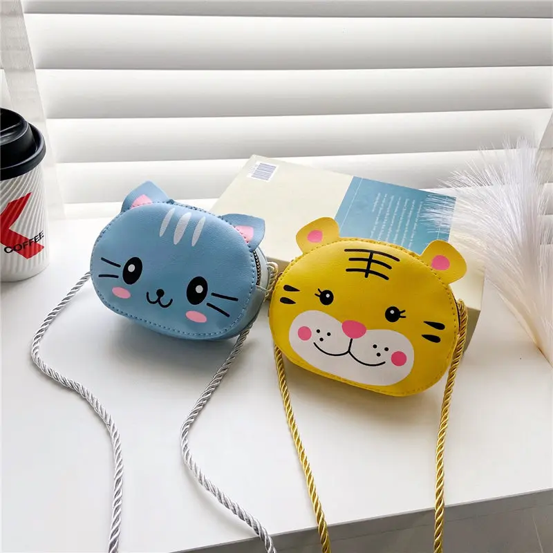 

2021 New Children's Wallet Fashion Simple Shoulder Bag For Kids PU Mini Cute Cartoon Small Purse, 5 color