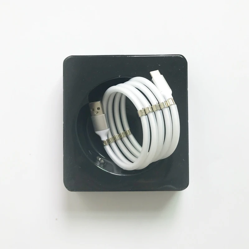 

2020 Newest Magnetic Charging Cable 3A Fast Charging Type C Easy Coil Self Winding Magnetic Data Cable for iPhone, White