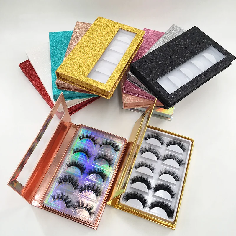 

3D Mink Lashes packaging Eyelash box Wholesale Lash Book Create Your Own Brand 5 Pairs Eye Lashes Book, Black