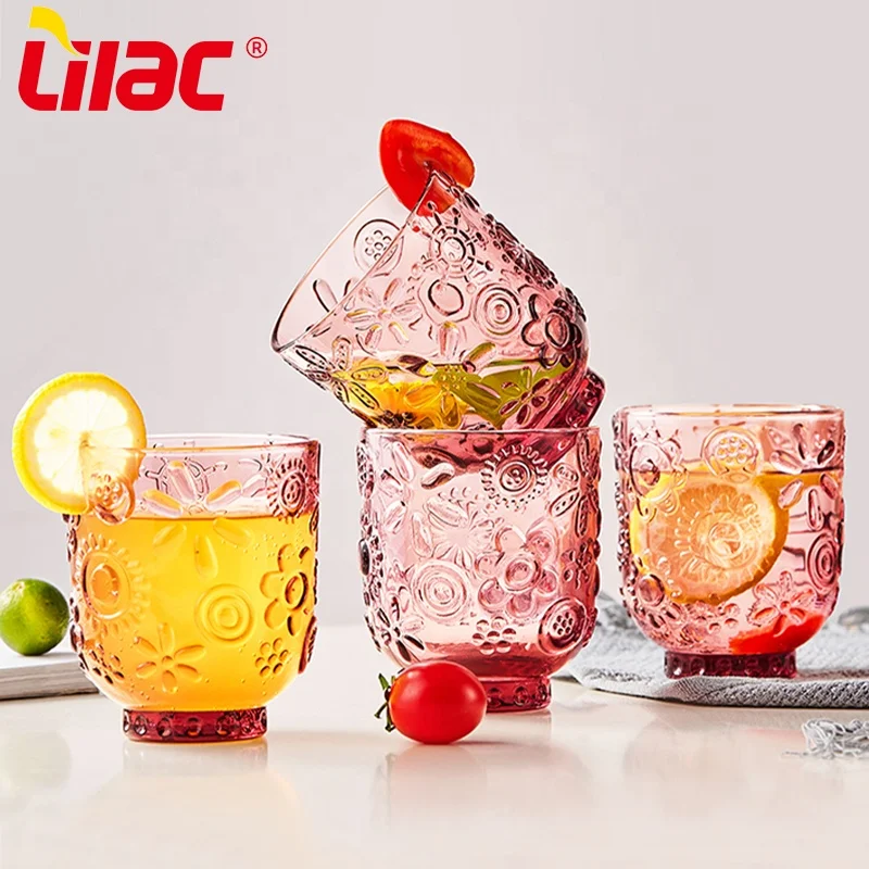 

Lilac BSCI SGS LFGB 350ml beauty wide mouth unique ice tea cup glass for sale