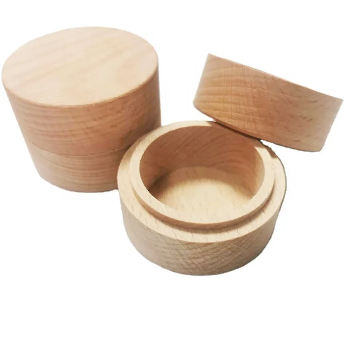 

wholesale Wooden round ring box jewelry box round wood case, Natural
