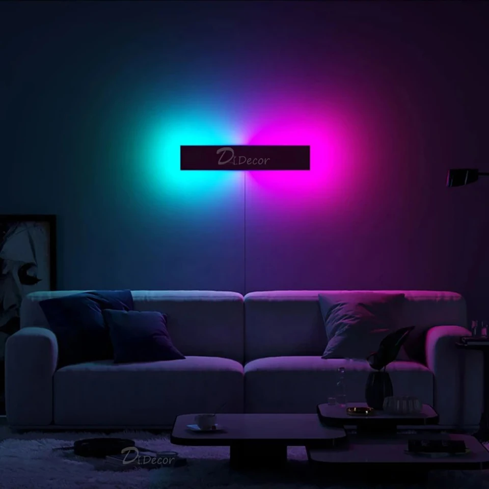 Modern RGB Lamp LED Wall Lamp Living Room Bedroom Bedside Nordic Colorful Wall Lights Remote Control Wall Sconce Light Fixtures