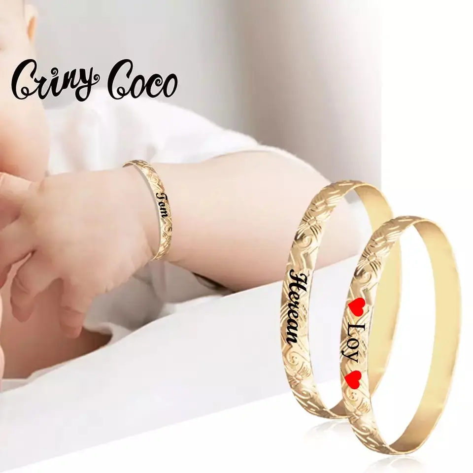 

Cring CoCo Customized Name Bracelet Fashion Letter Bangle Bracelets Samoa Polynesian Jewelry Bangle Hawaiian Name Jewelry, Gold plated color