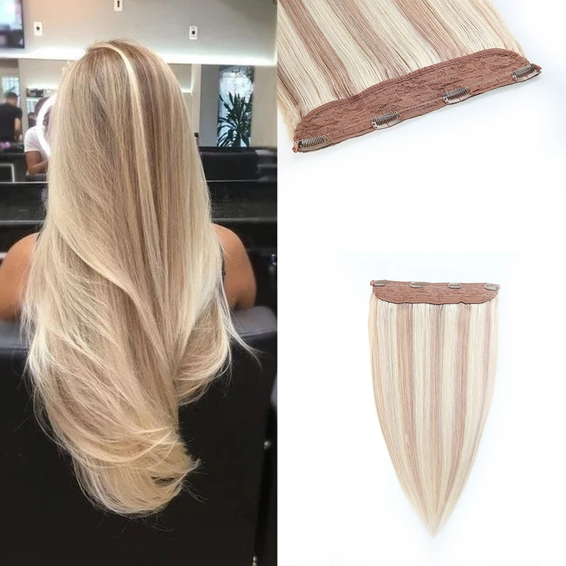 

High quality piano colour clips wire double drawn invisible halo hair extensions