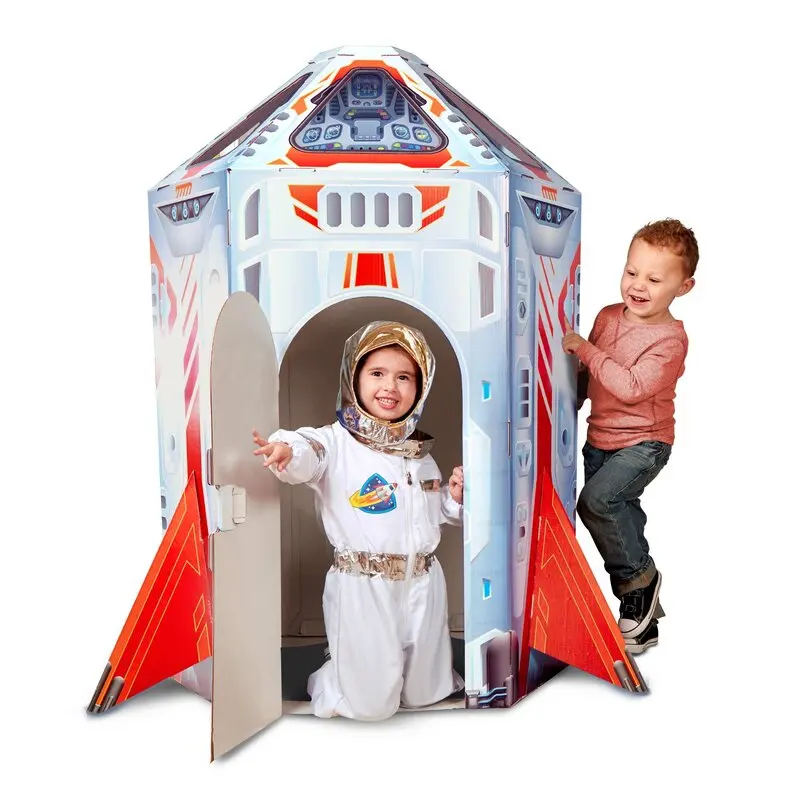 

Custom DIY Doodle Toy corrugated Cardboard Rocket Playhouse For Kids