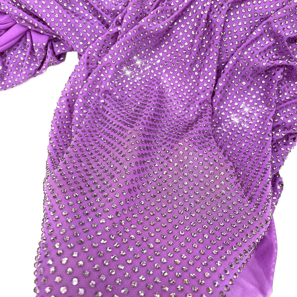 

S600 Bling See through fabric with rhinestones by yard crystal mesh fabric for making dress 2mm space, Colorful stones, customize colors ok