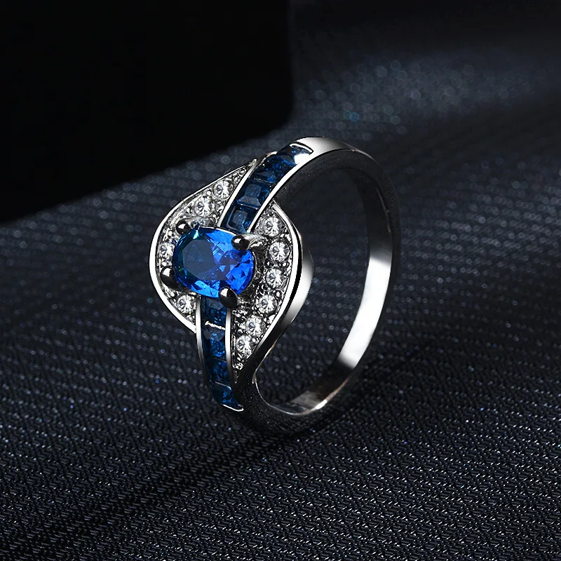 

Fashion Blue Sapphire Diamond Finger Rings for Women Silver Color S925 Ruby Turquoise Jade Anillos De Bizuteria Diamond Rings