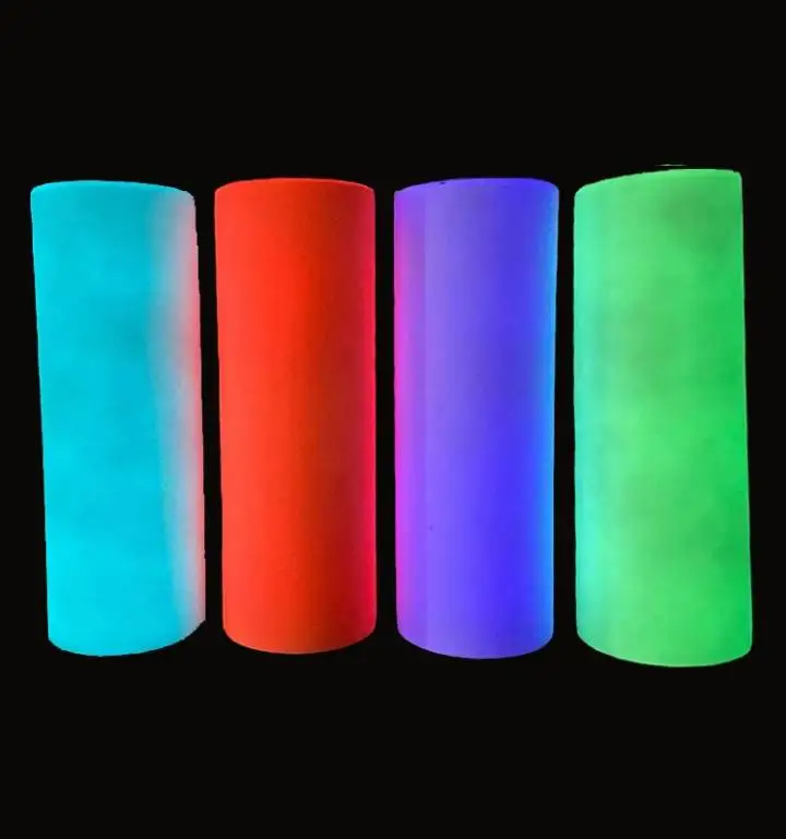 

Sublimation Blanks Glow In Dark sublimation luminous white green blue red purple glow straight slim tumbler, Customized color