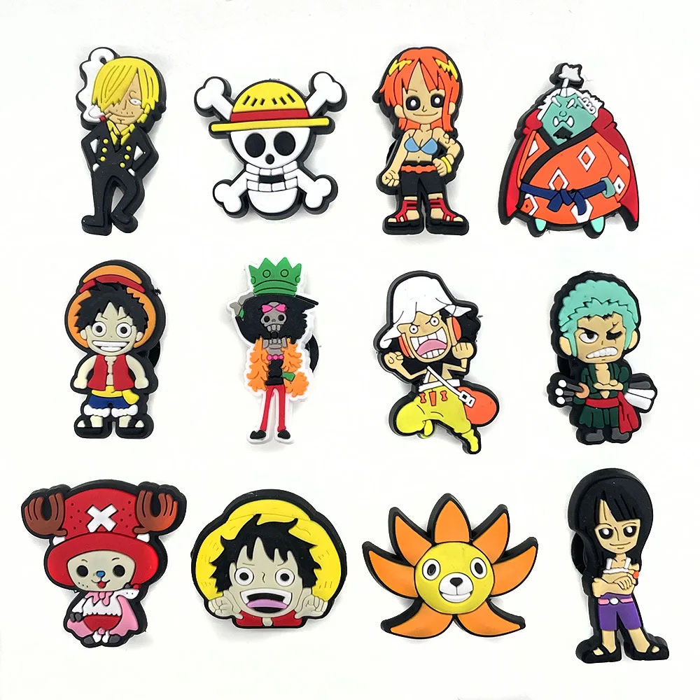 

Monkey D Luffy Hot Selling PVC Soft rubber one piece decorations before christmas Croc Shoe charm Shoe Accessories Fit Croc, As picture