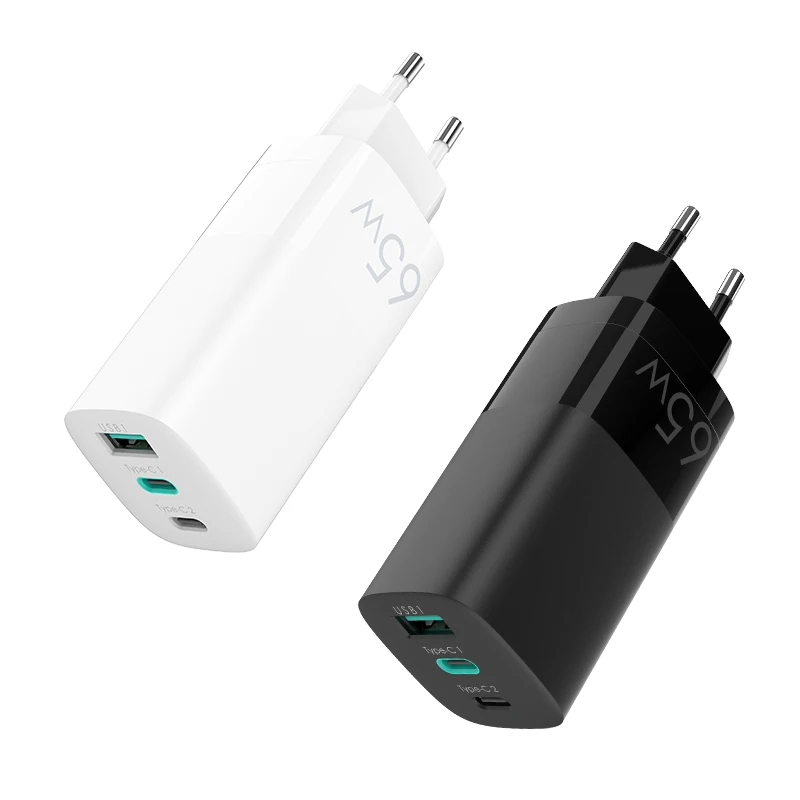 

IN STOCK universal 3 ports 65w GaN tech certified charger quick charge