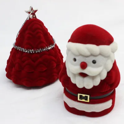 

Custom Christmas Santa Claus Christmas Tree Velvet Ring Jewelry Gift Box