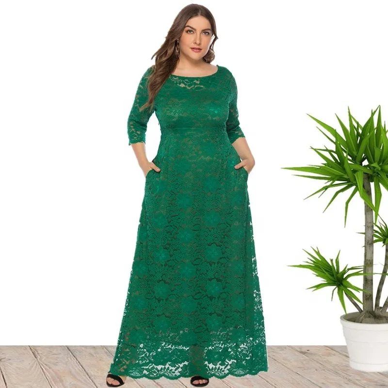 

New Arrive Spring Fall Women Clothing Plus Size Dresses Floral Layered Evening Lace Dress, Customized color