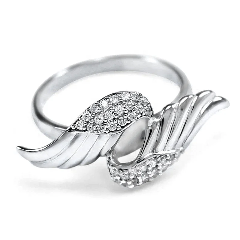 

Creative Angel Wings Zircon Ladies Ring Women Romantic Engagement Ceremony Party Accessories Fancy Shiny Crystal Jewelry Gift, Picture shows