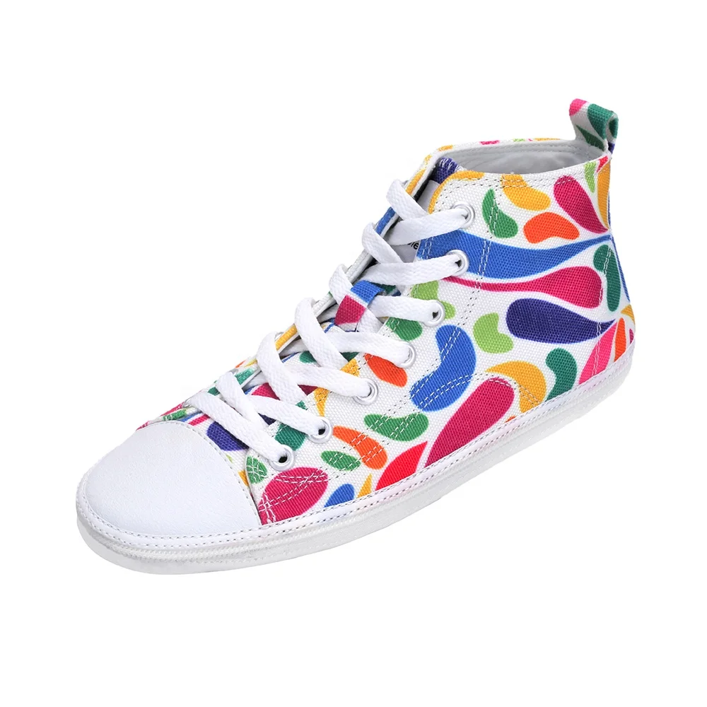 

Custom High Top Uppers Colored Flat Casual Canvas Shoes Upper for Women