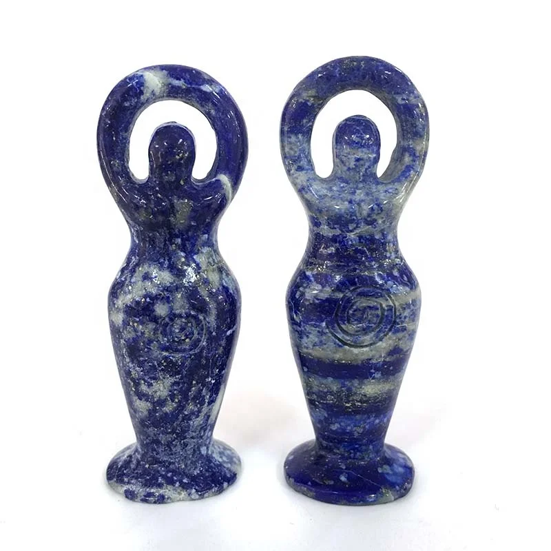 

High Quality Natural Gemstone Hand-carved Lapis lazuli goddess Crystal Crafts For Decoration