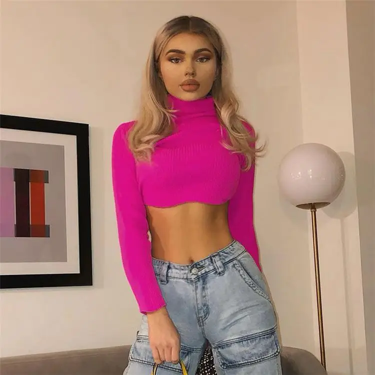 

PEARL 2021 Spring Autumn Hollow Out Long Sleeve Solid Color Casual Turtleneck Woman Tops Fashionable Ladies' Blouses