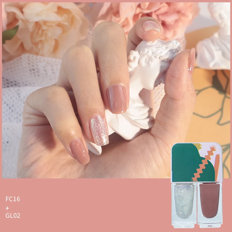 

CR Fall Water Based 2 IN 1 Varnish Lacquer Portable Nail Polish Twins Two-tone Nail Polish, 24 colors